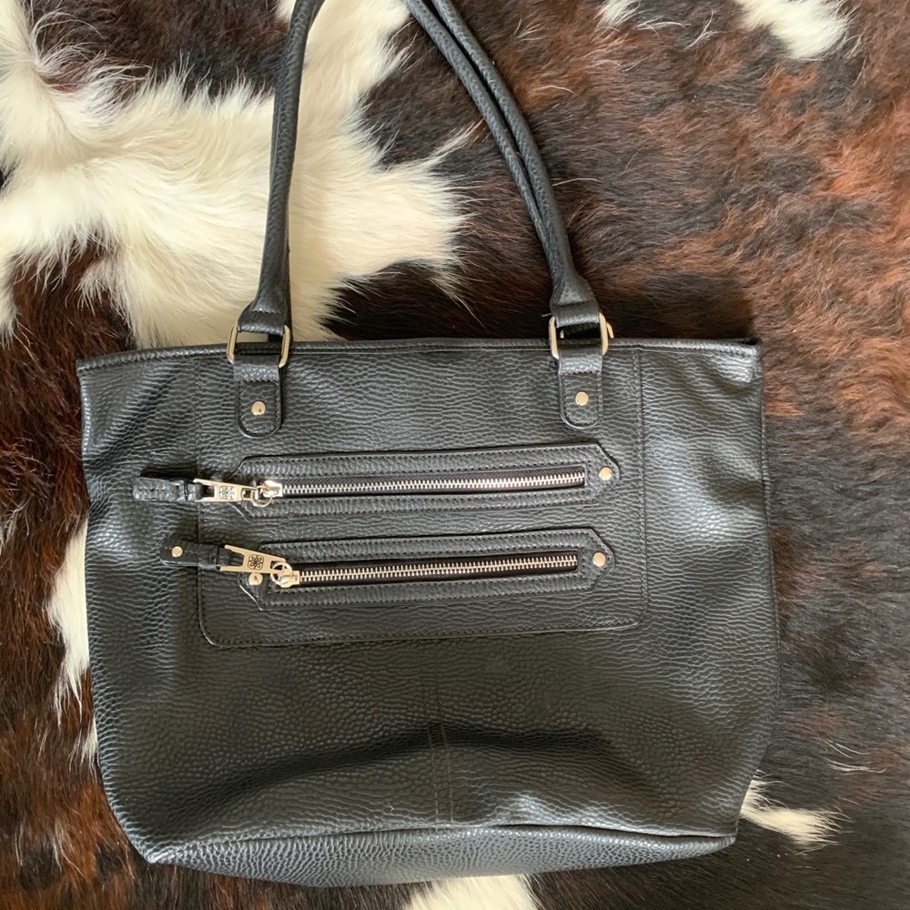Black leather shoulder bag